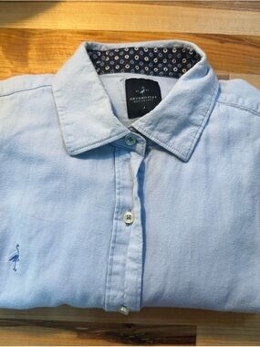 Tailorbyrd Light Blue Button Down Shirt Large Soft Brushed Cotton Stretch